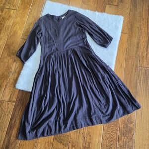 World of Crow Midi Dress Women's Small 100% Cotton Polka Dot Pockets Lined